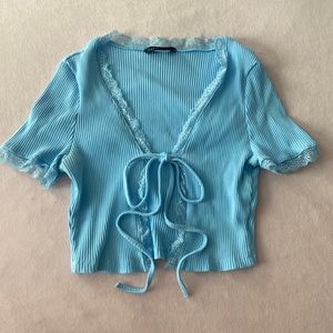Blue Lace Tie Top